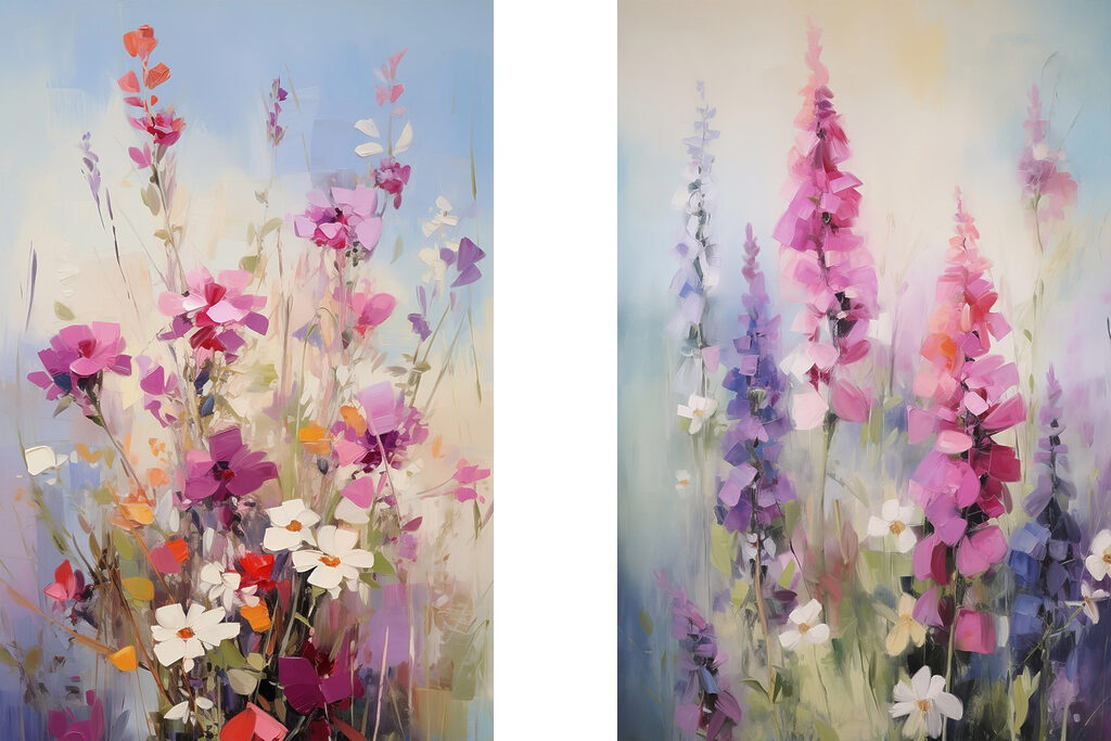 Prado de flores soltas — design completo