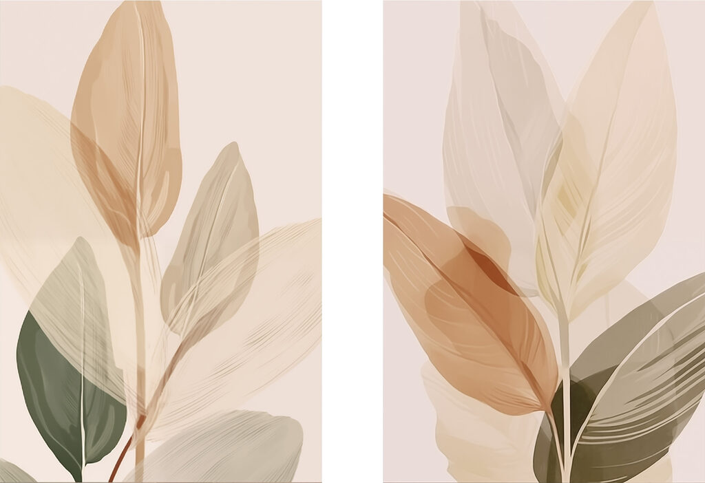 Folhas transparentes em caules — design completo
