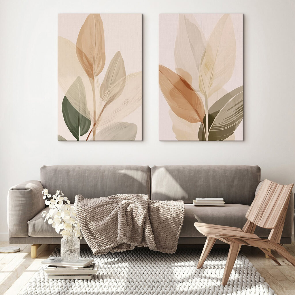 Folhas transparentes em caules num interior