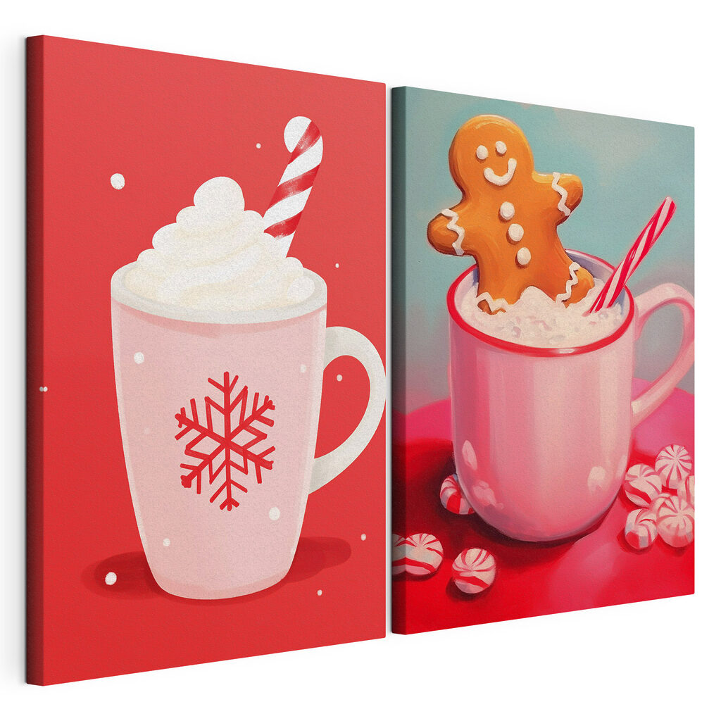 Chocolate quente e gengibre, tela esticada e borda contínua