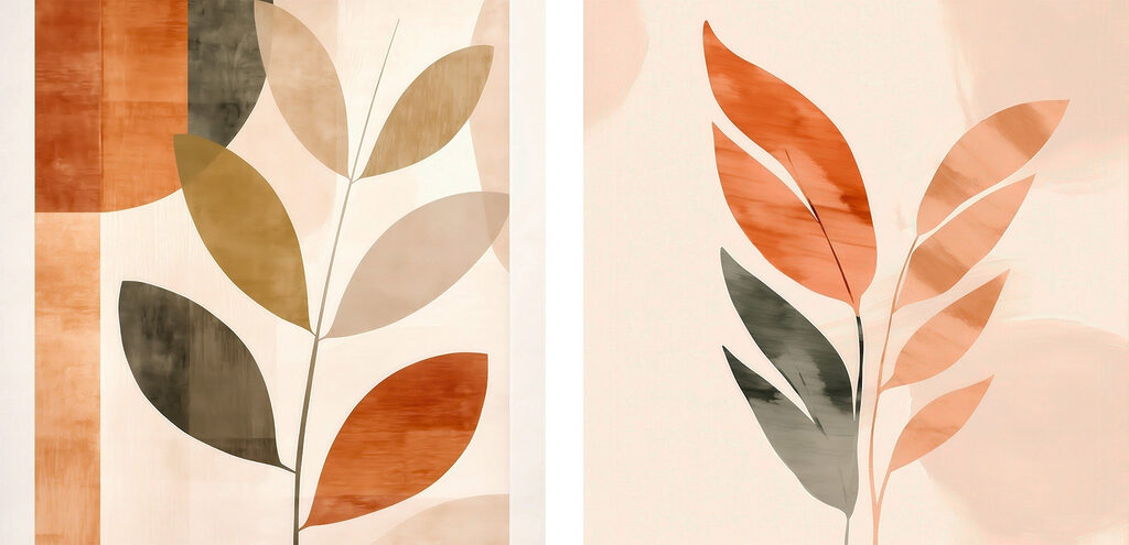 Folhas em tons terrosos — design completo