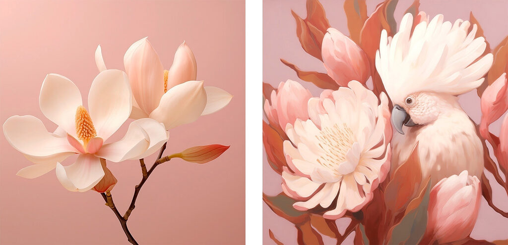 Flores e um passarinho — design completo