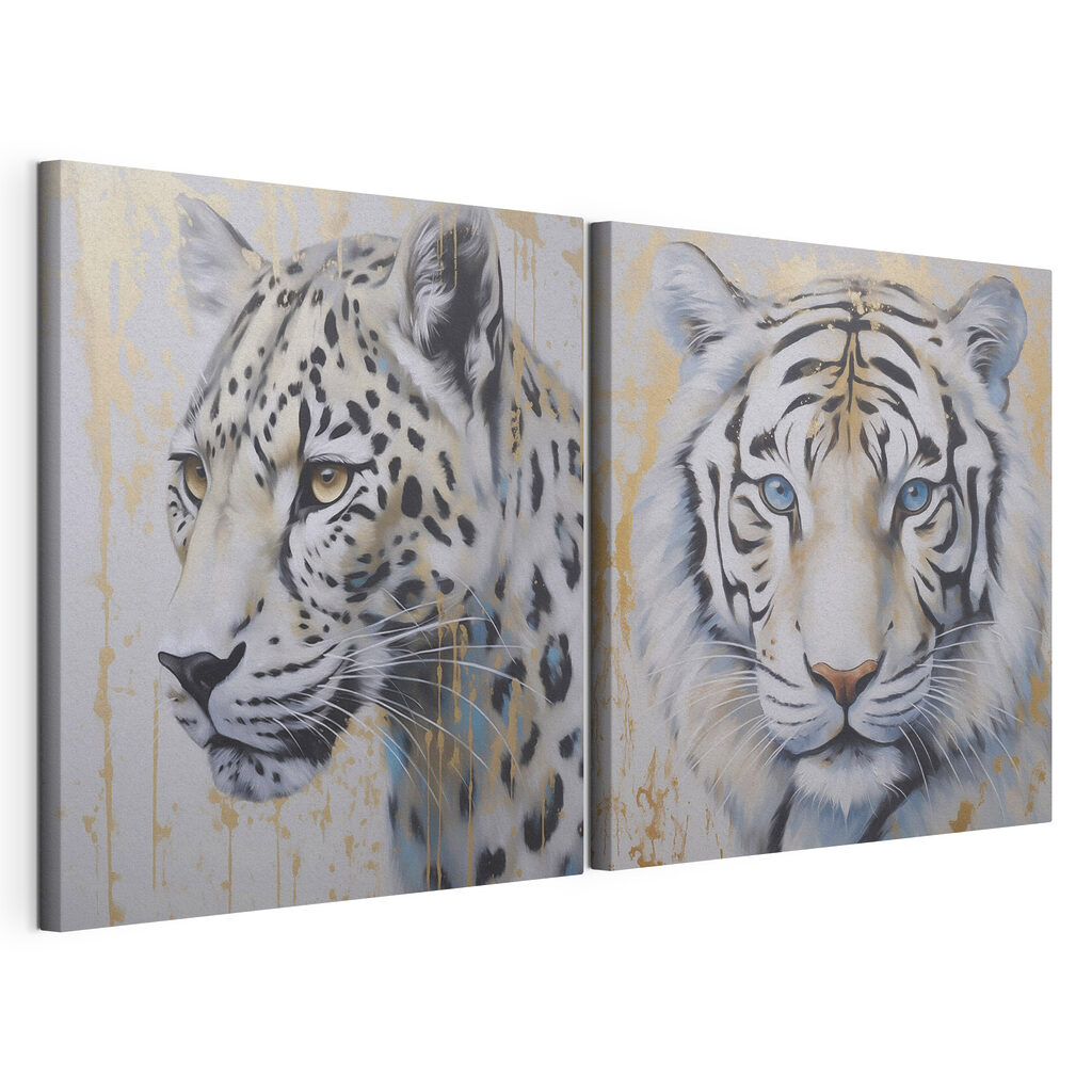 Tigre e leopardo, tela esticada e borda contínua