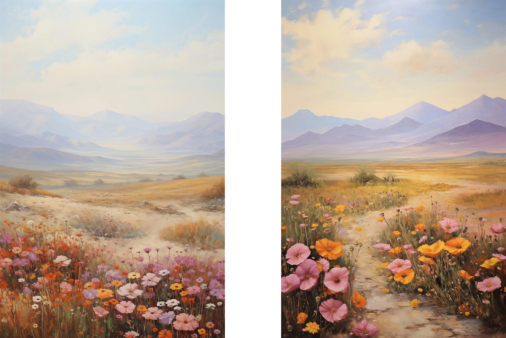 Prado com flores — design completo