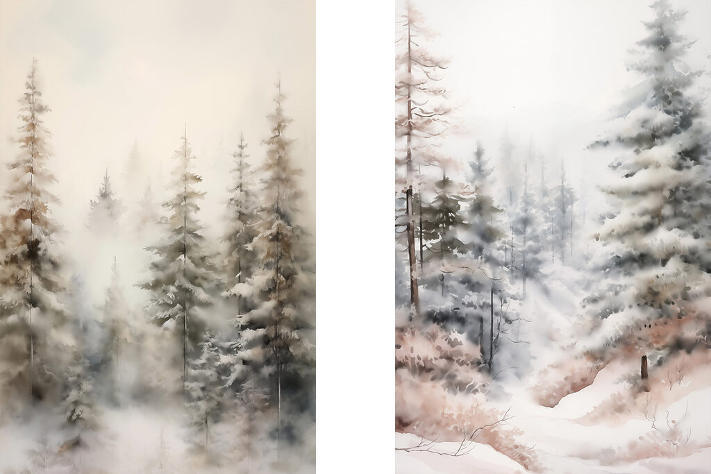 Pinheiros na neve — design completo