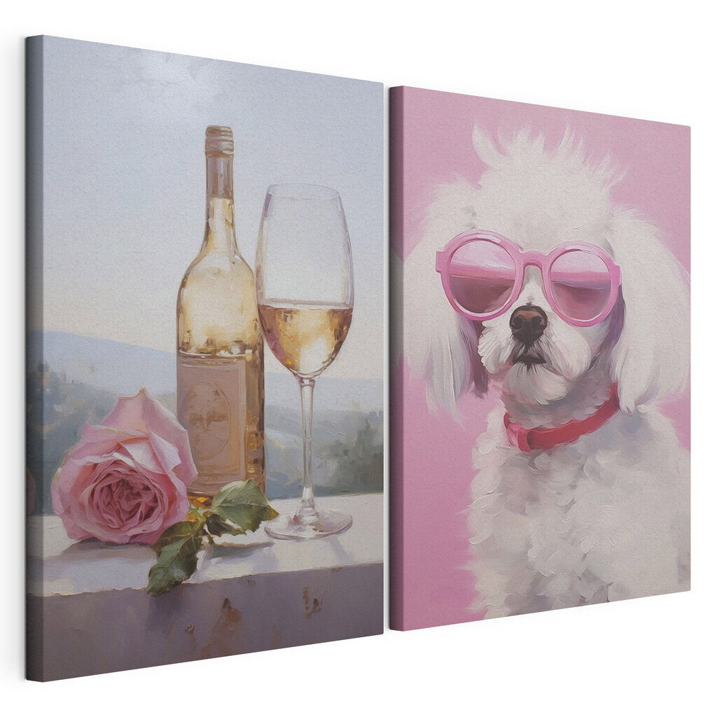 Cão e vinho — vista do produto