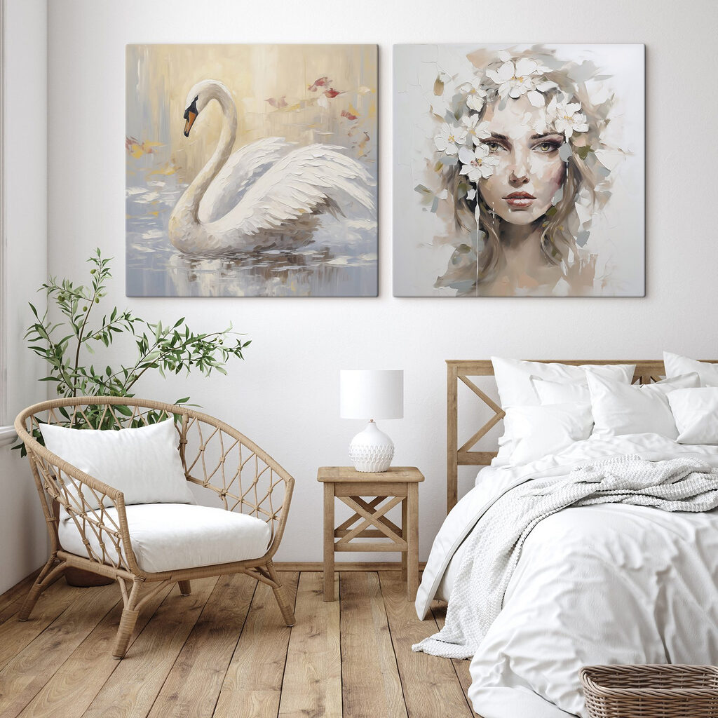Mulher, flores e cisne — interior 2