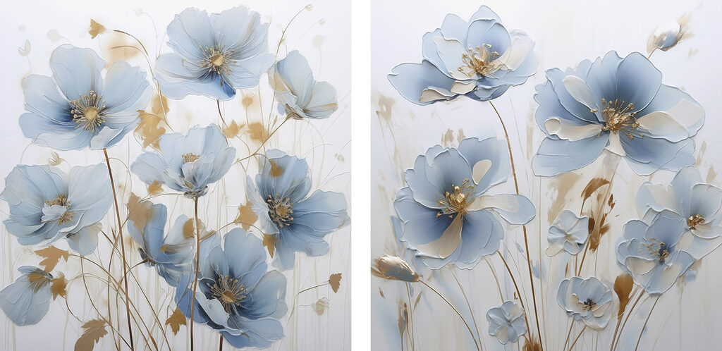 Prado de flores azuis — design completo