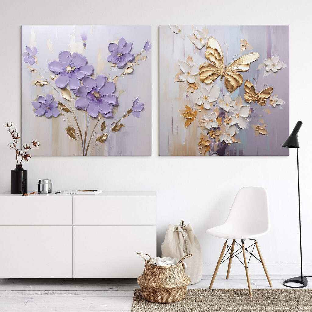 Borboletas entre flores roxas — interior 2