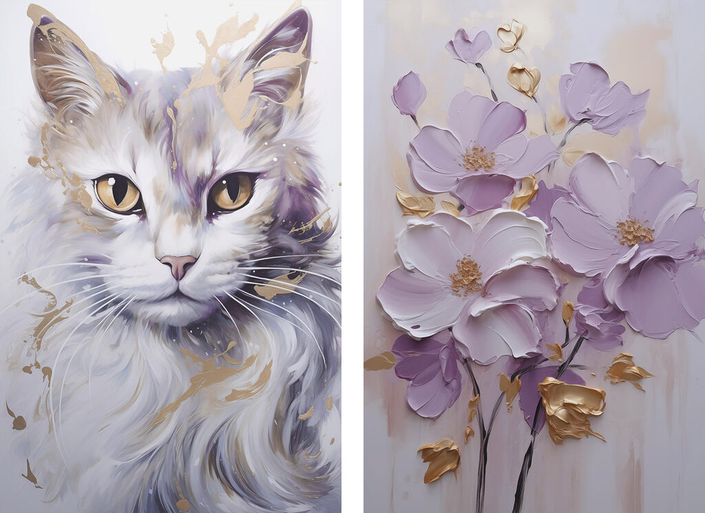Gato e flores — design completo