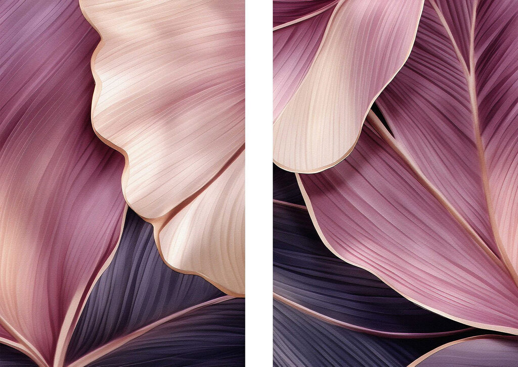 Folhas em tons rosados — design completo