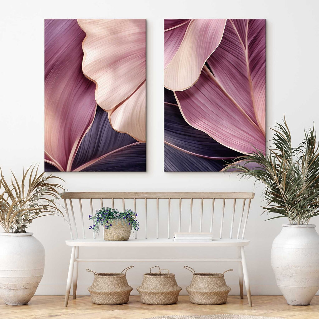 Folhas em tons rosados — interior 1