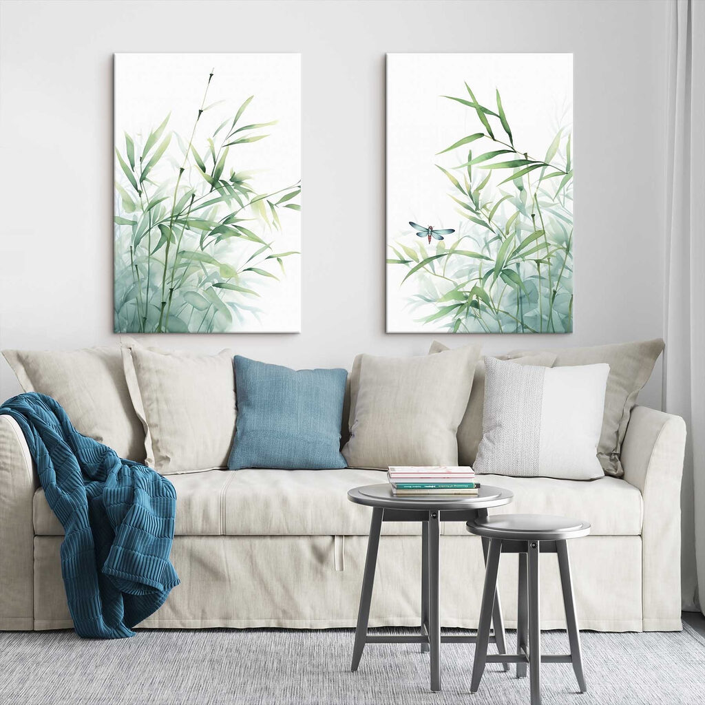 Libélula entre bambu — interior 2