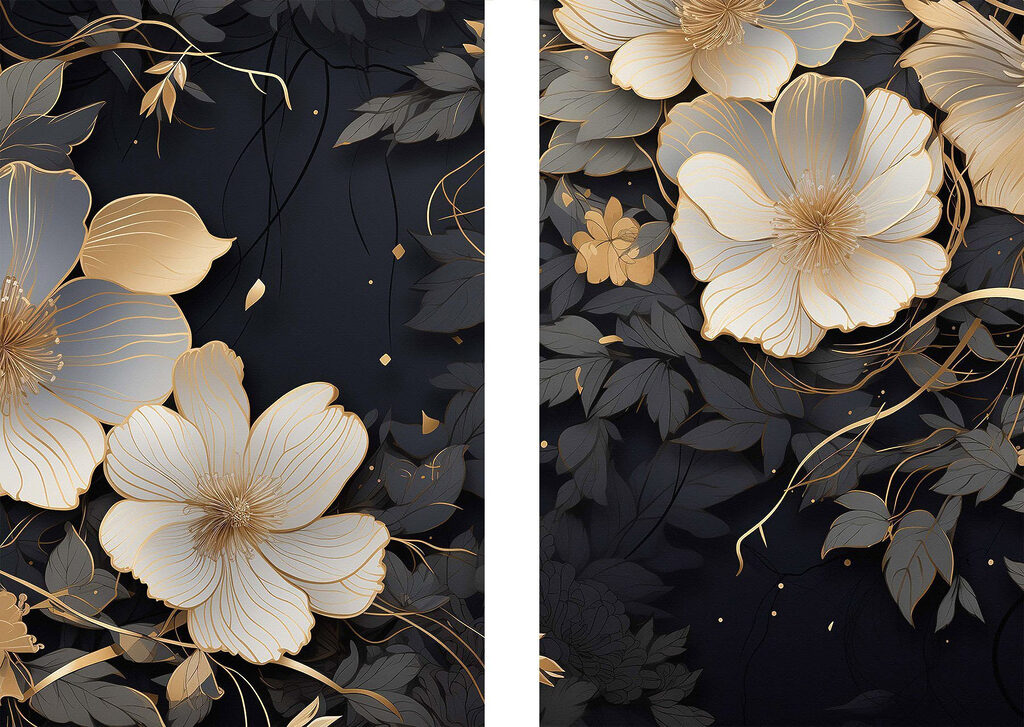 Flores em fundo escuro — design completo