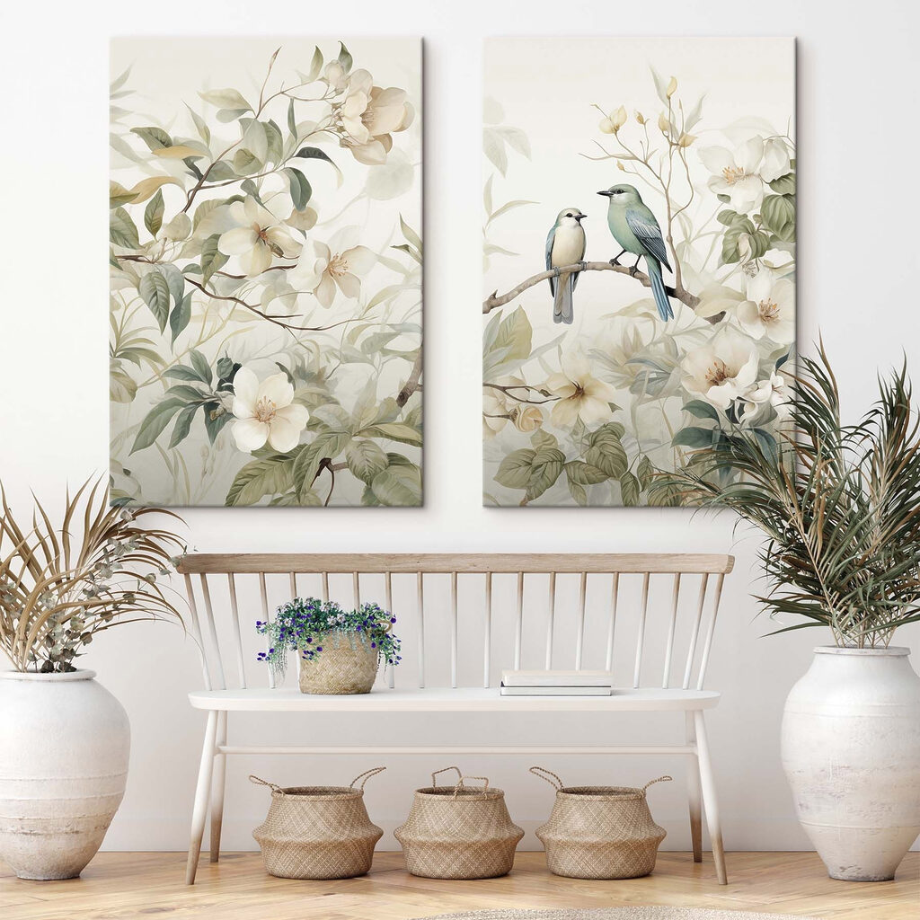 Pássaros entre flores — interior 1