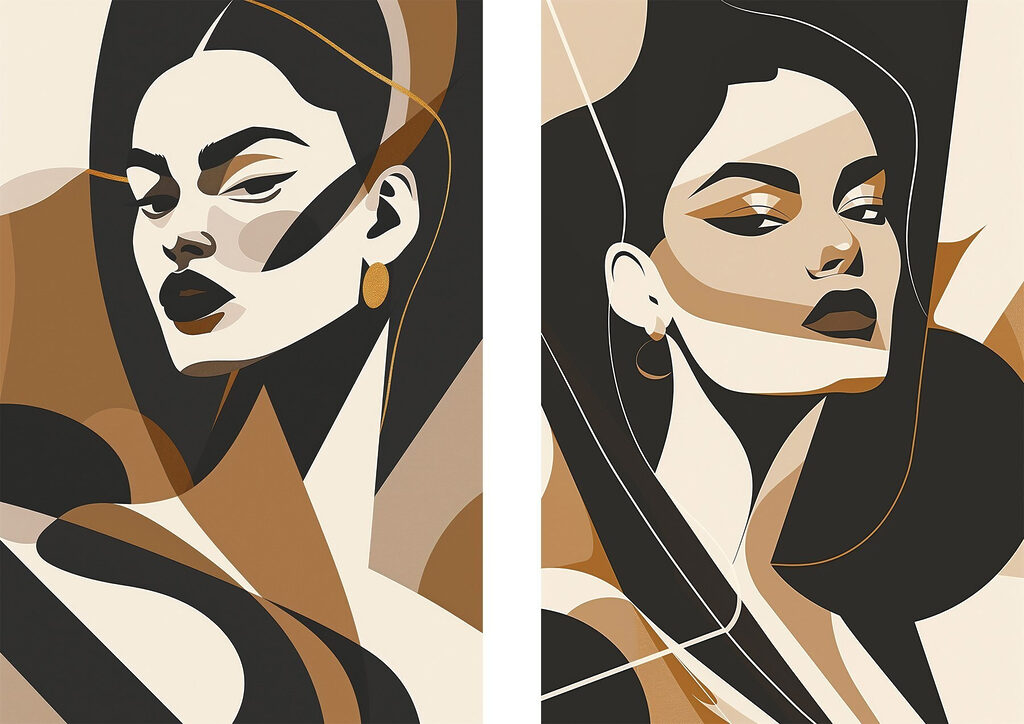 Rosto em colagem — design completo