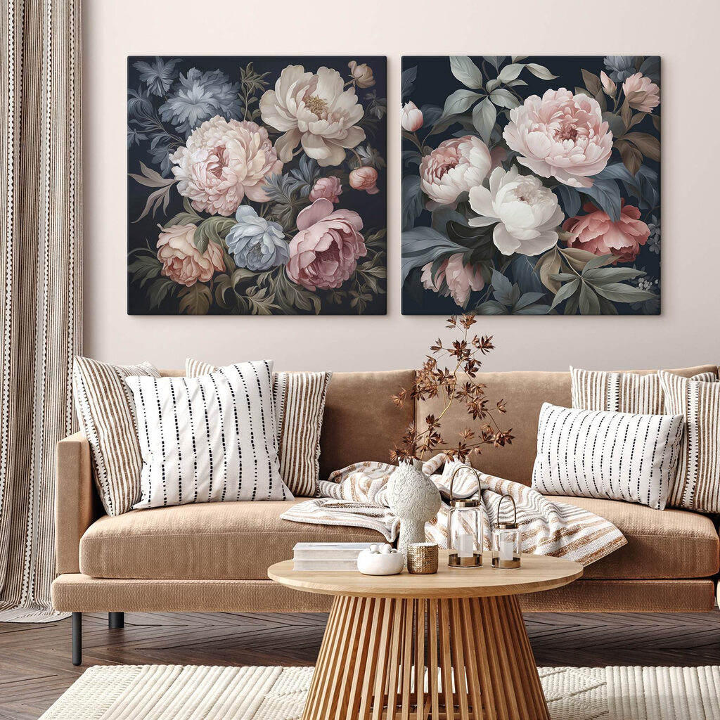 Elegância floral suave num interior