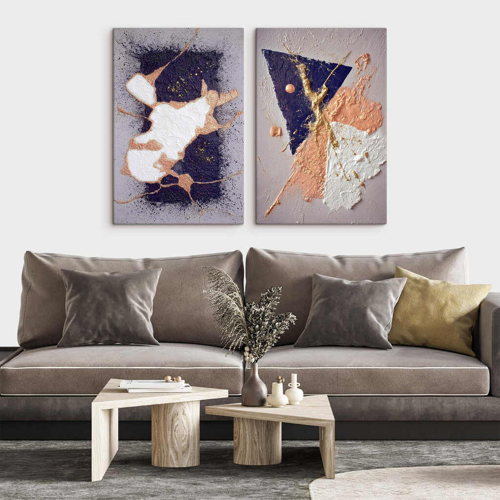 Formas abstratas contrastantes num interior