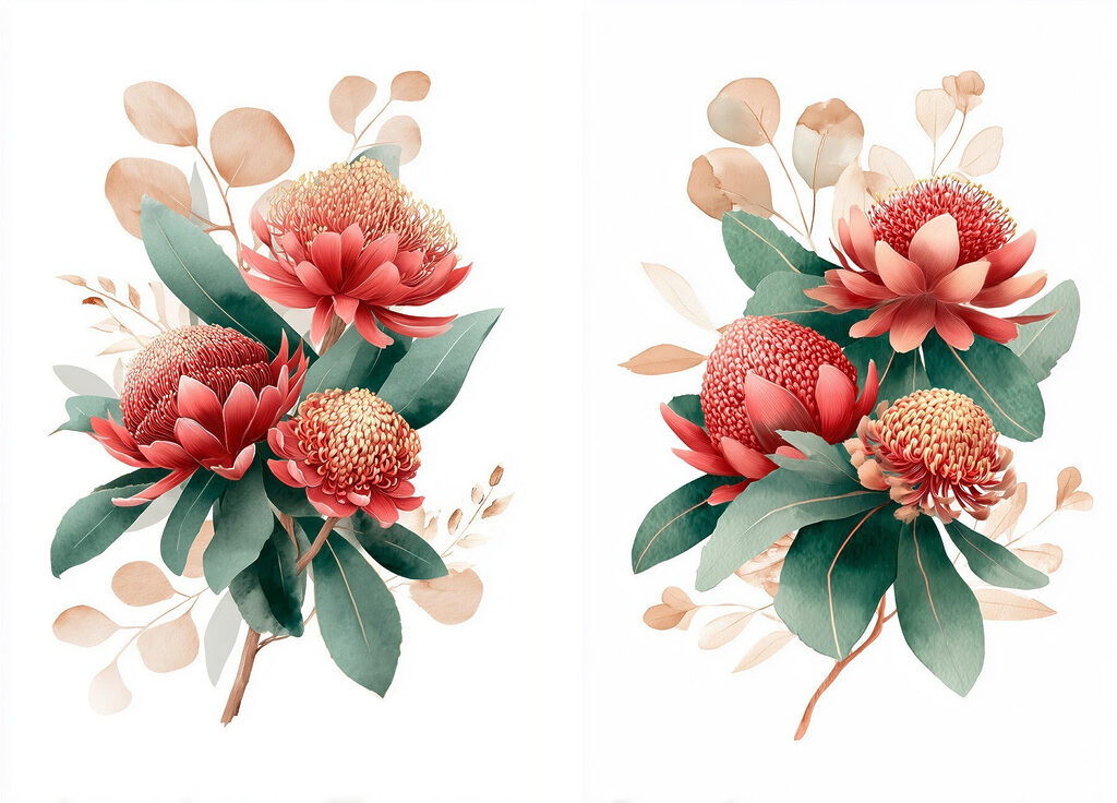 Flores vermelhas e folhagem — design completo