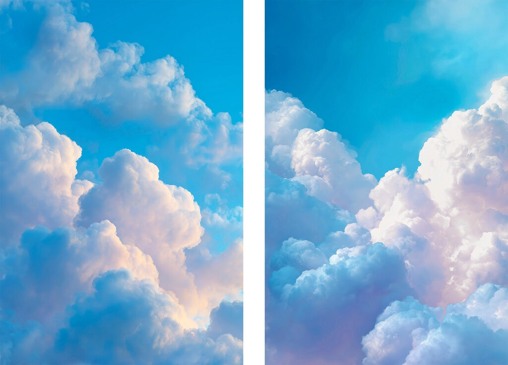 Céu azul com nuvens — design completo