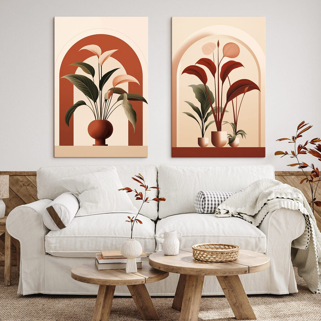 Plantas em vasos num interior