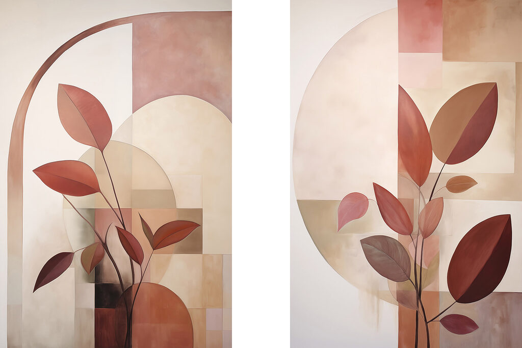 Folhas sob um arco — design completo