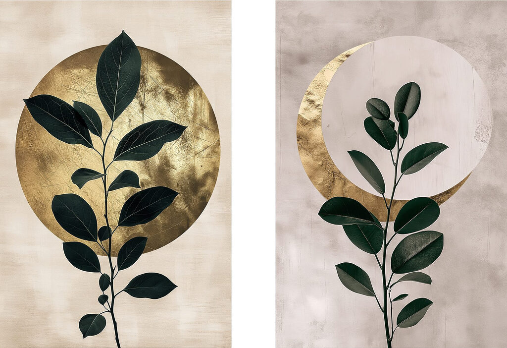 Folhas diante da lua — design completo