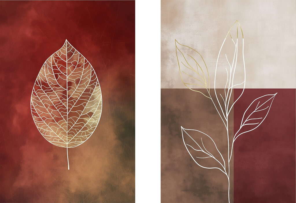Folhas em tons quentes — design completo