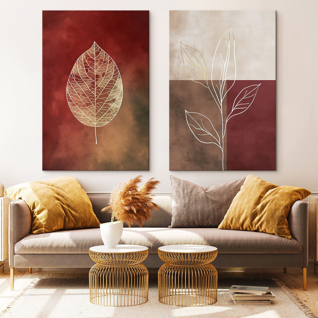Folhas em tons quentes — interior 1