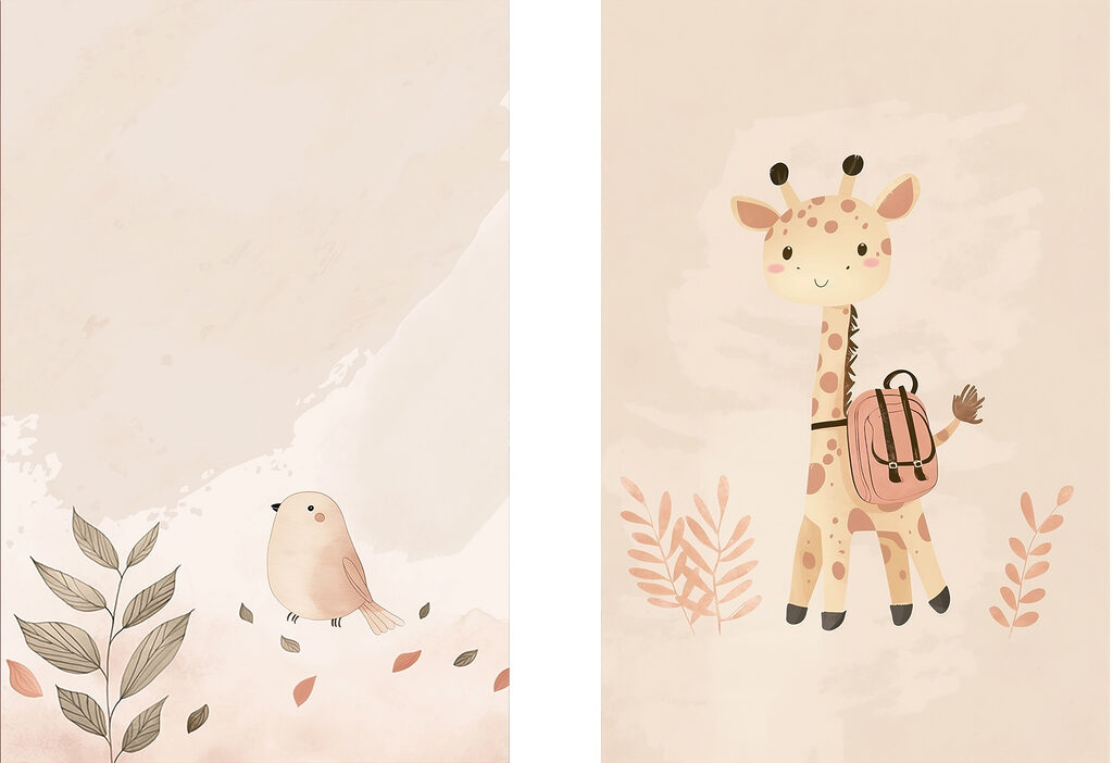 Girafa com amigo — design completo