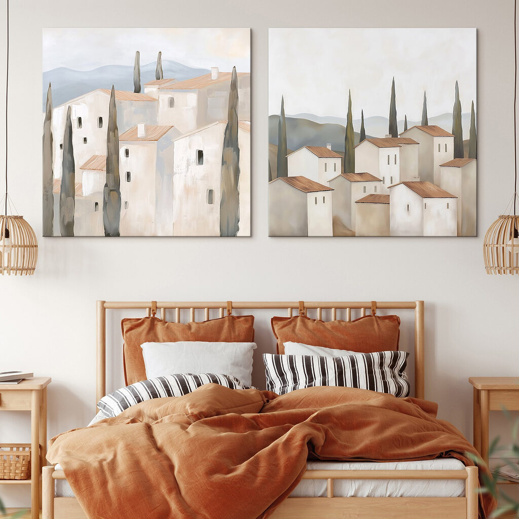 Casas na colina num interior