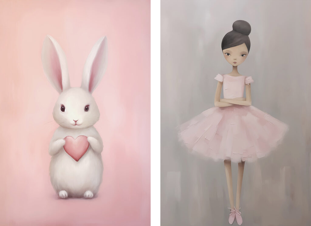 Coelhinho e bailarina — design completo