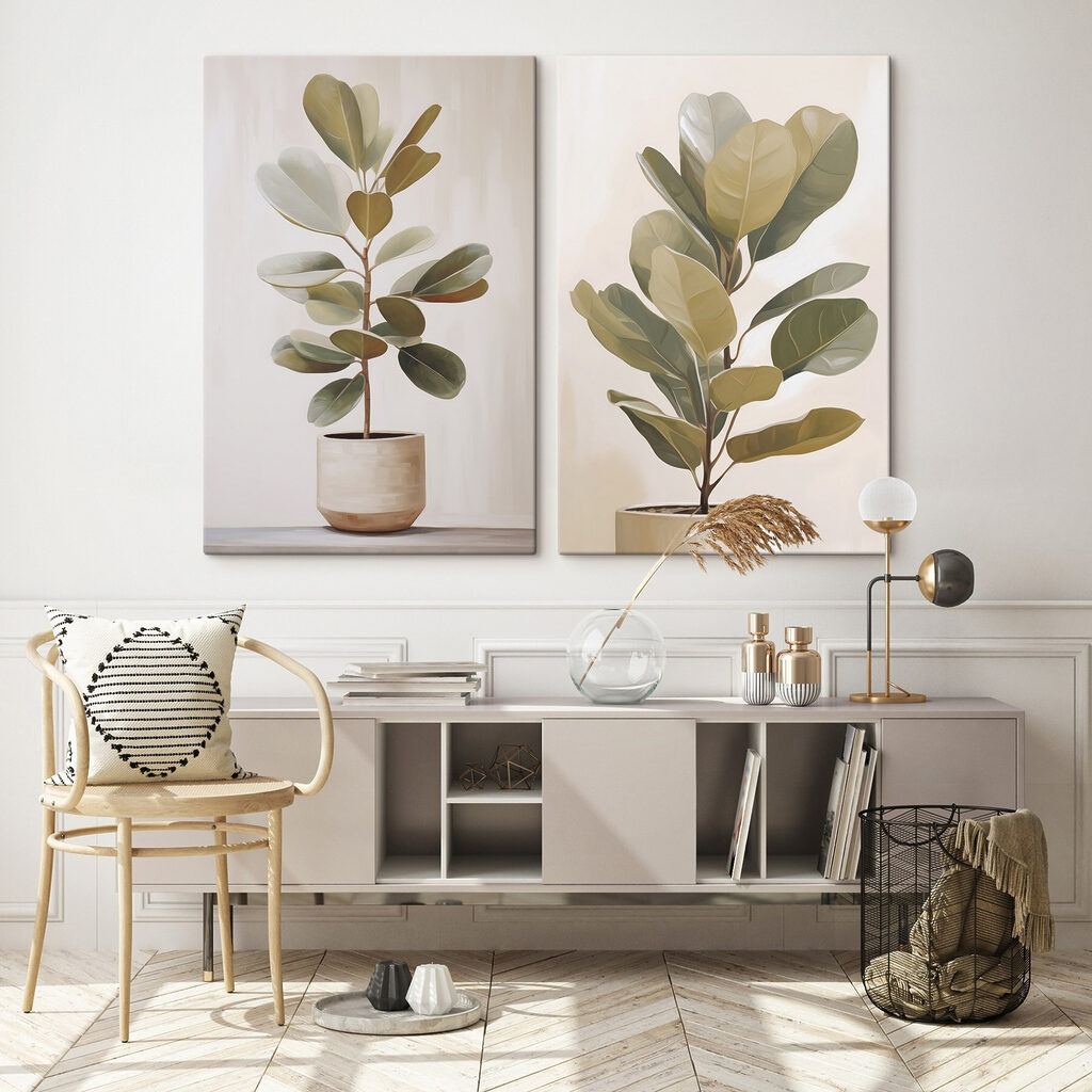 Planta num vaso branco — interior 1