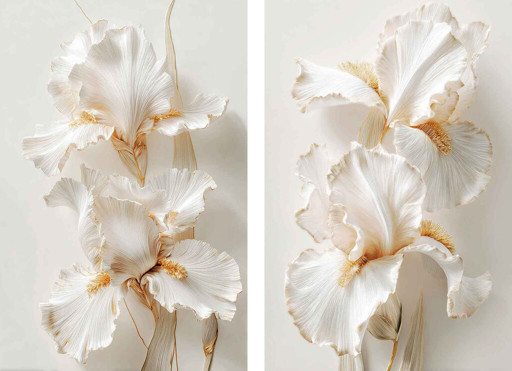 Flores brancas com pregas — design completo