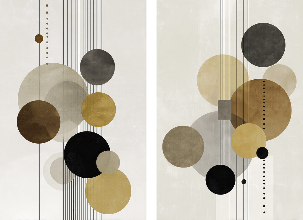 Círculos verticais e linhas — design completo