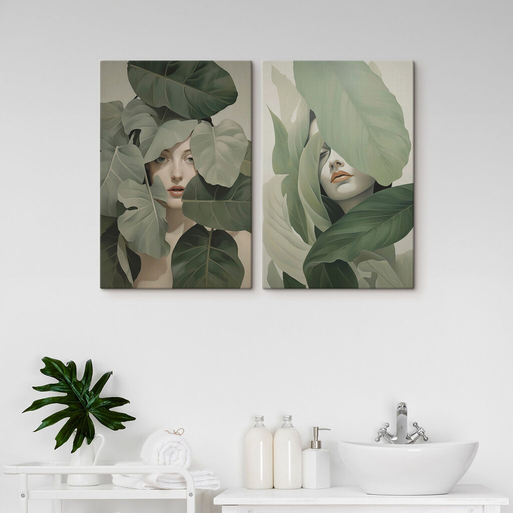 Mulher entre folhas — interior 2