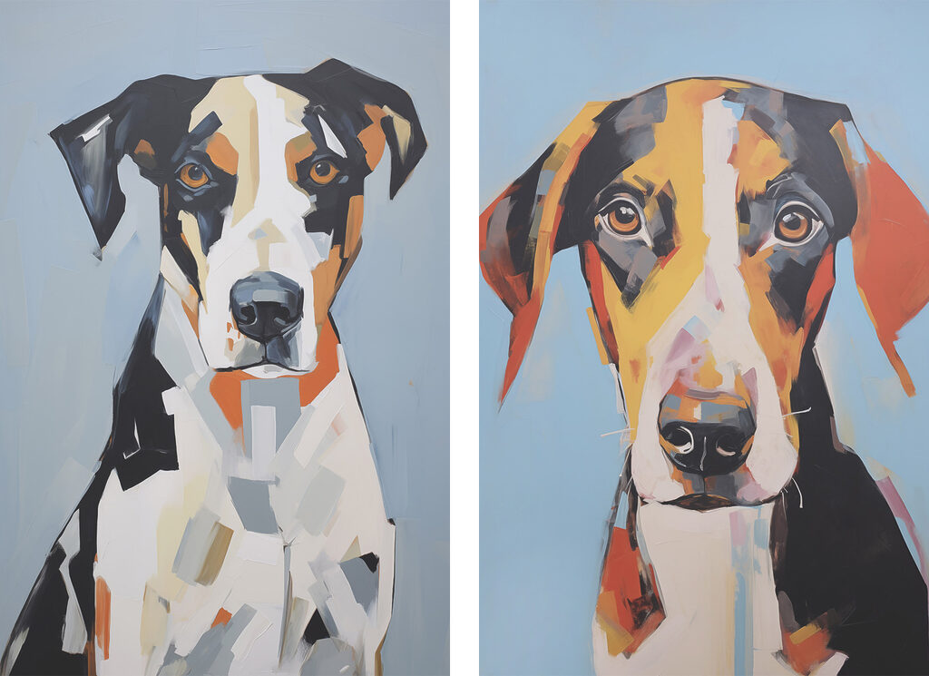 Cão pintado — design completo