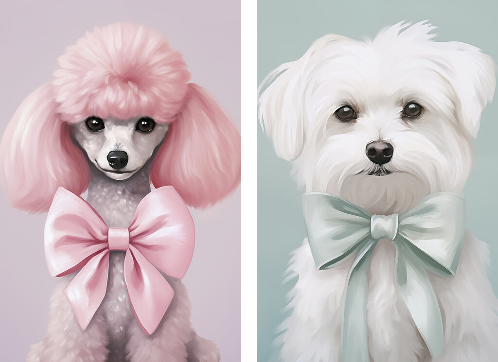 Cão de pelo rosa — design completo