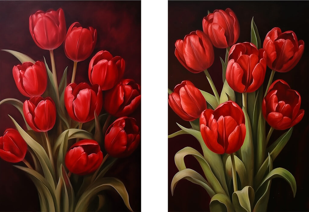 Tulipas vermelhas em flor — design completo