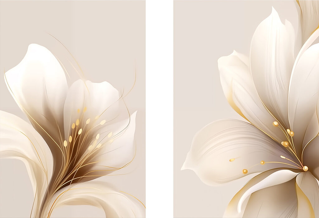 Pétalas abertas, detalhes finos — design completo