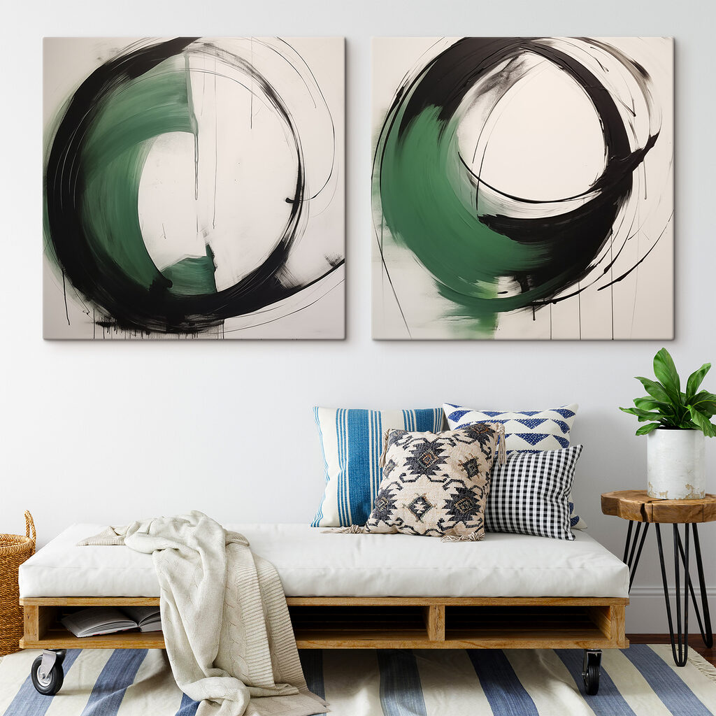 Círculos verdes em pinceladas — interior 1