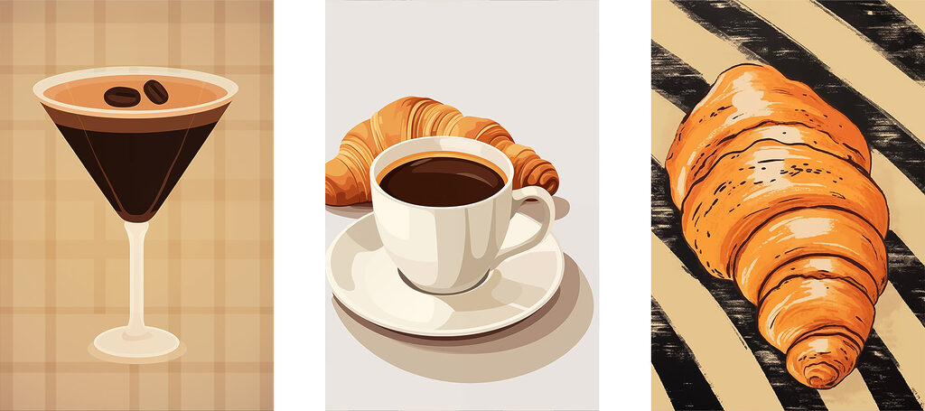 Café e croissants — design completo