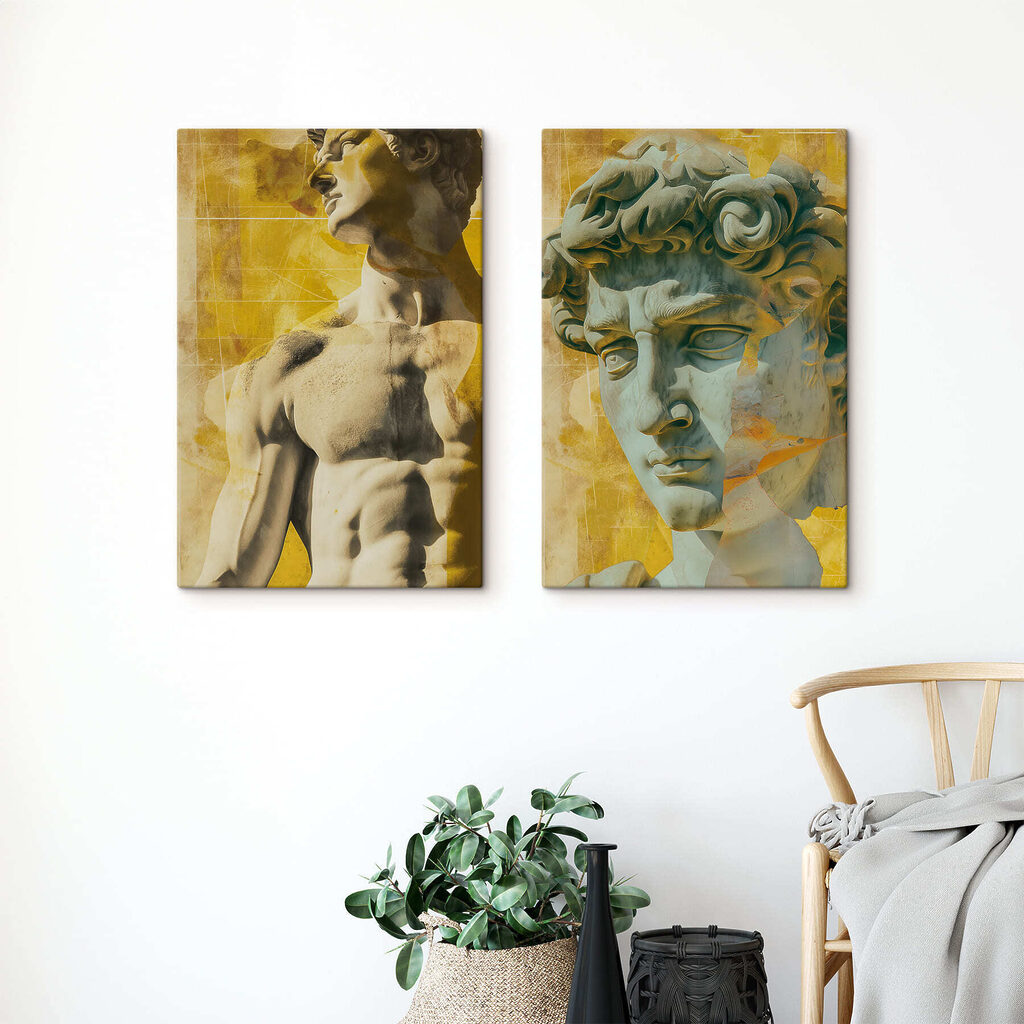 Estátua em colagem num interior