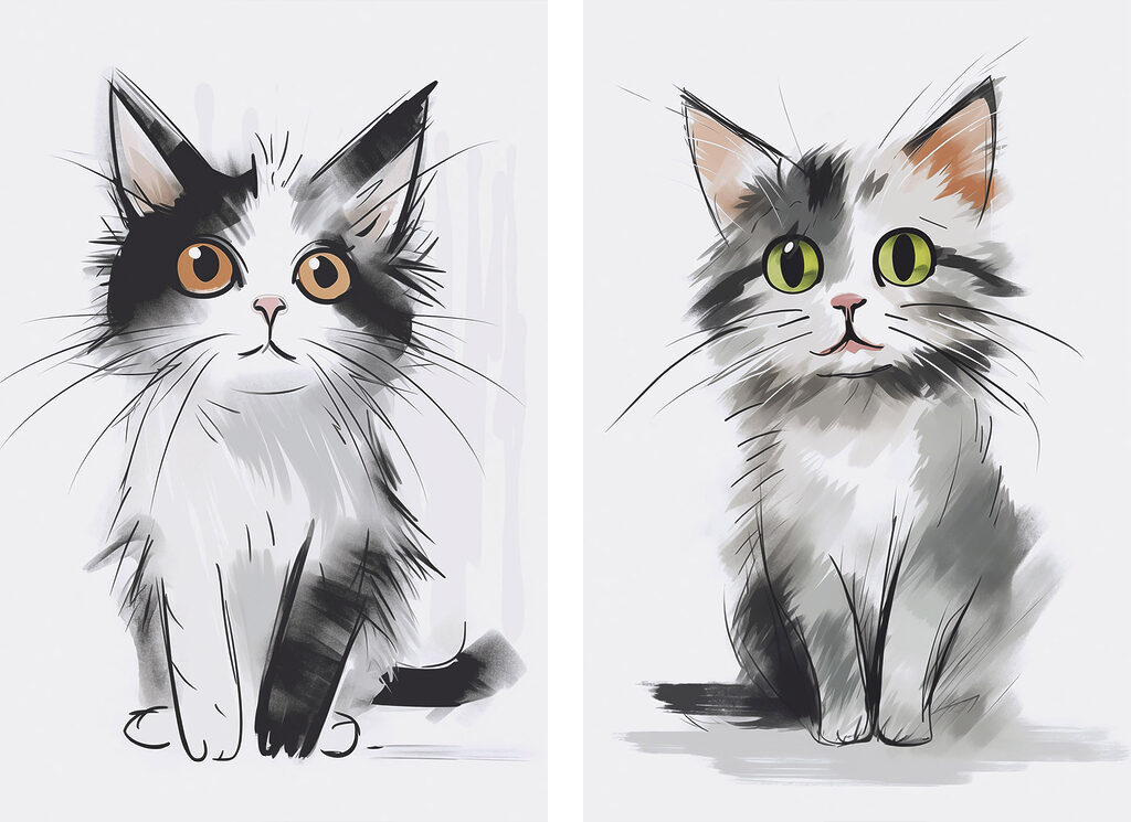 Gato desenhado — design completo