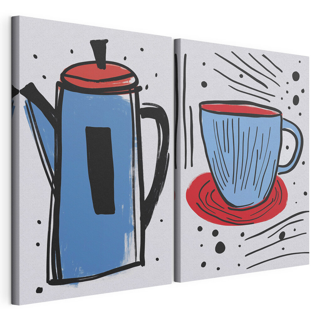 Cafeteira e chávena — vista do produto
