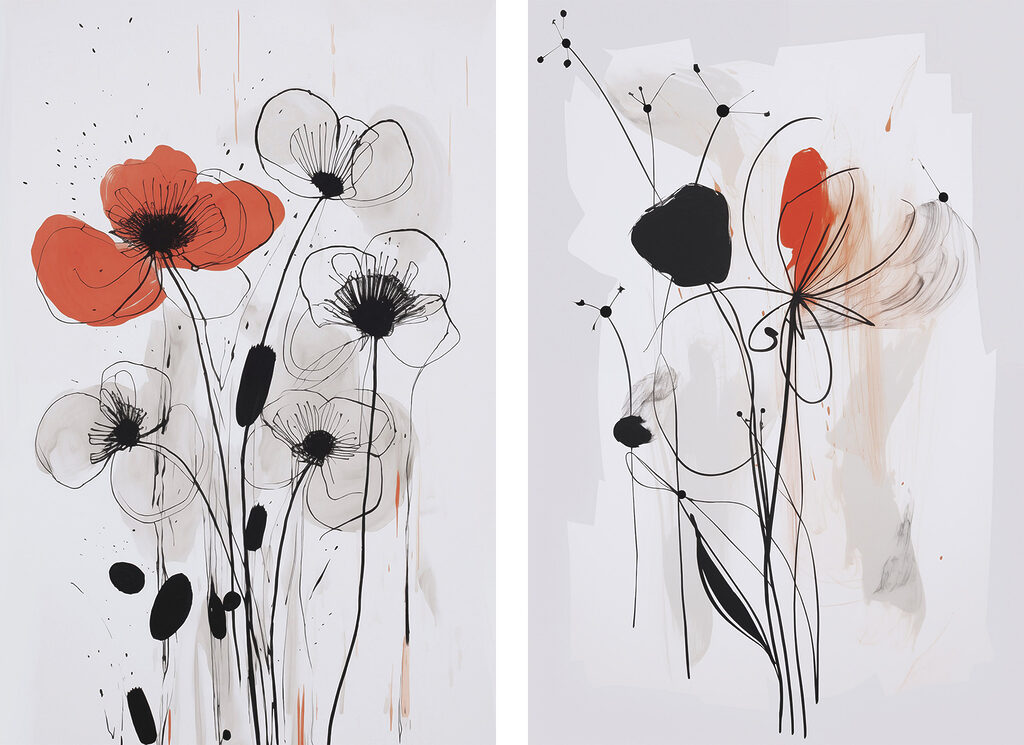 Flores de linhas finas — design completo