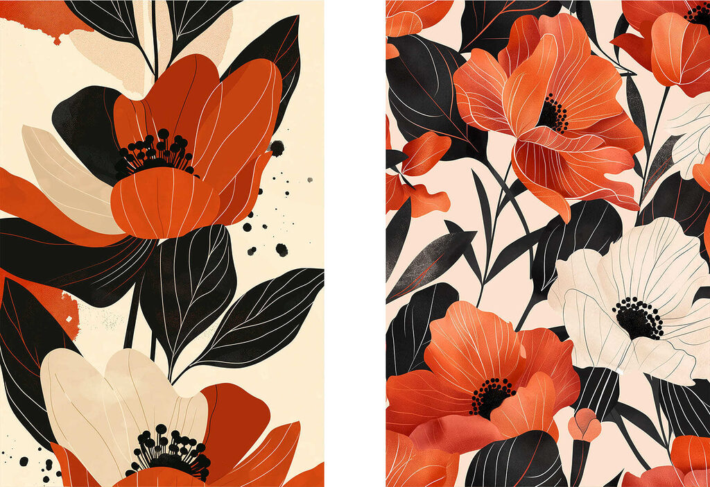 Flores de cores contrastantes — design completo