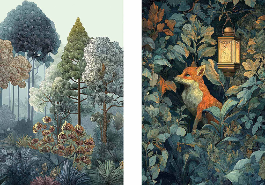 Raposa junto à lanterna — design completo