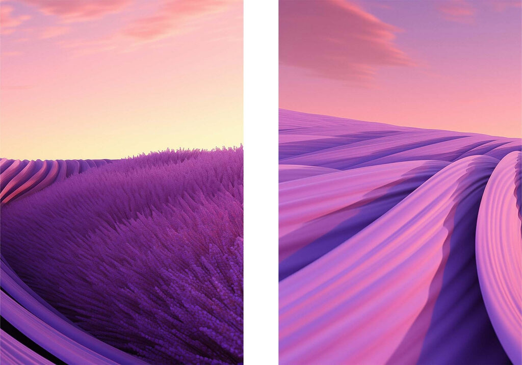 Lavanda sob céu rosa — design completo