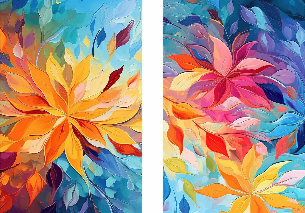 Flores em duas imagens — design completo